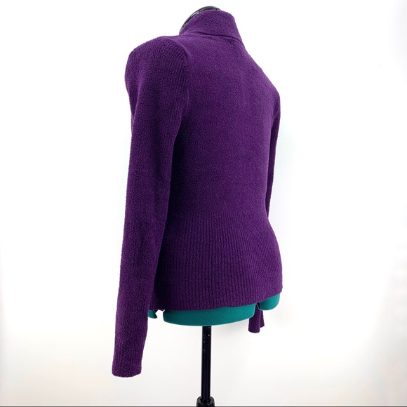 Kenar Purple Plush Knit Shawl Collar Fitted Waist Sweater, Medium - Picture 5 of 16